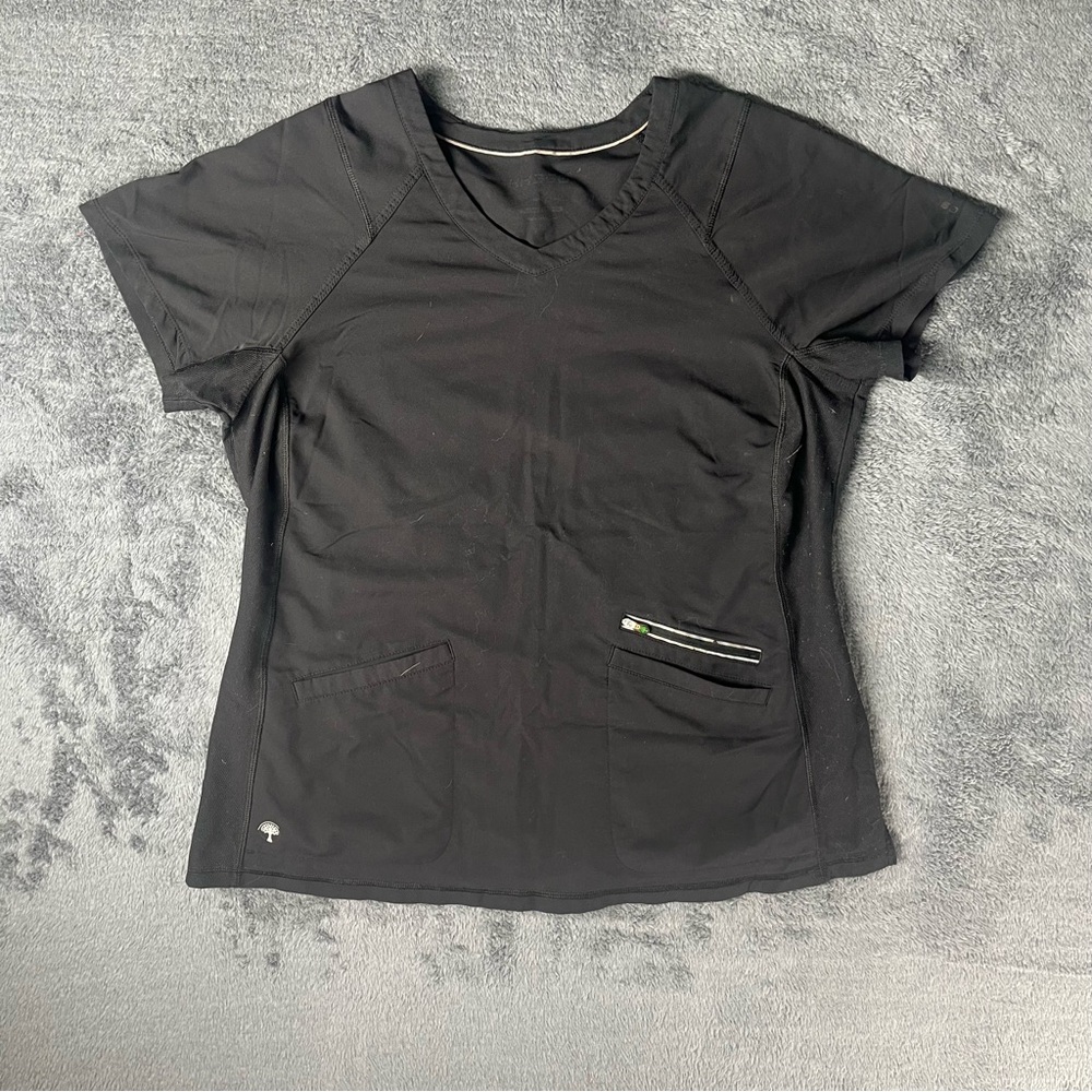UA Flex Black Nursing Work Medical Healthcare Scrub Top – V-Neck, Size XL